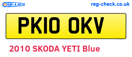 PK10OKV are the vehicle registration plates.
