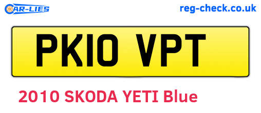 PK10VPT are the vehicle registration plates.