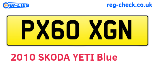 PX60XGN are the vehicle registration plates.
