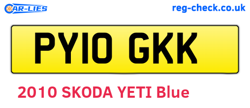 PY10GKK are the vehicle registration plates.