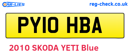 PY10HBA are the vehicle registration plates.