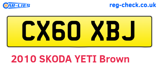 CX60XBJ are the vehicle registration plates.