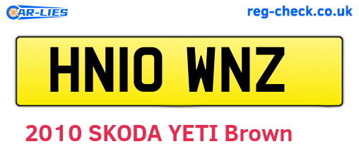 HN10WNZ are the vehicle registration plates.