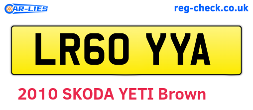 LR60YYA are the vehicle registration plates.