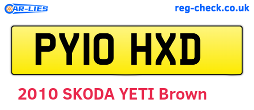 PY10HXD are the vehicle registration plates.