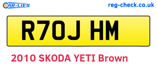 R70JHM are the vehicle registration plates.