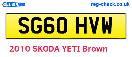 SG60HVW are the vehicle registration plates.
