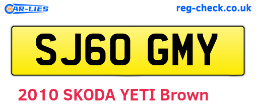 SJ60GMY are the vehicle registration plates.