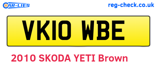 VK10WBE are the vehicle registration plates.