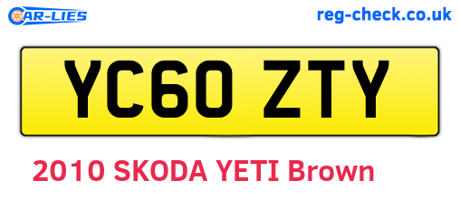 YC60ZTY are the vehicle registration plates.