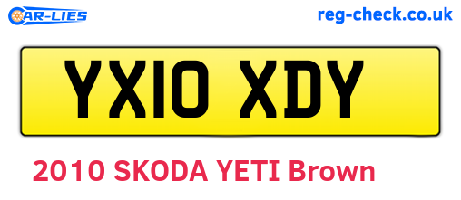 YX10XDY are the vehicle registration plates.