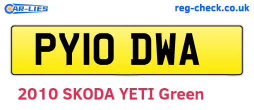 PY10DWA are the vehicle registration plates.