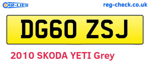 DG60ZSJ are the vehicle registration plates.