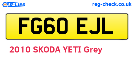 FG60EJL are the vehicle registration plates.