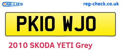 PK10WJO are the vehicle registration plates.