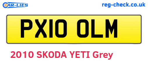 PX10OLM are the vehicle registration plates.