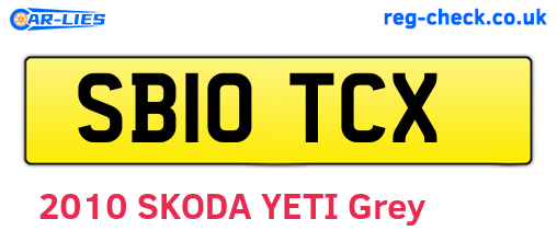 SB10TCX are the vehicle registration plates.