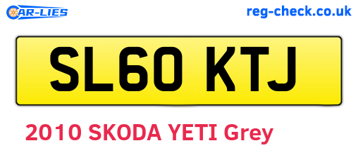 SL60KTJ are the vehicle registration plates.