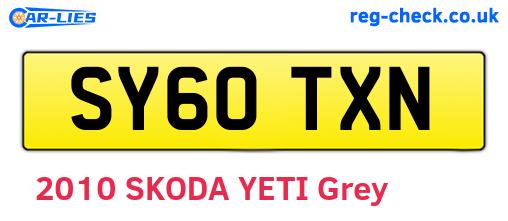 SY60TXN are the vehicle registration plates.