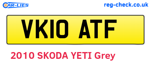 VK10ATF are the vehicle registration plates.