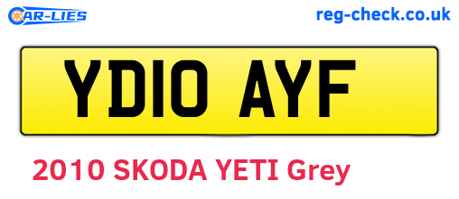 YD10AYF are the vehicle registration plates.