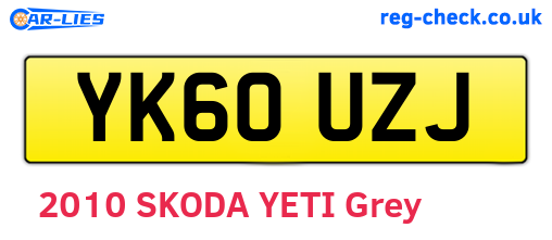 YK60UZJ are the vehicle registration plates.