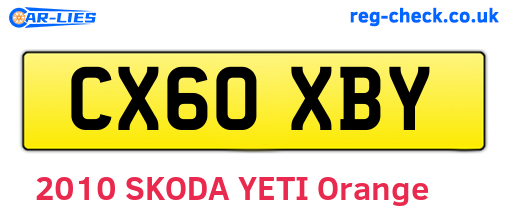 CX60XBY are the vehicle registration plates.