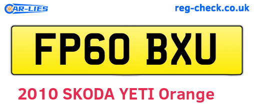 FP60BXU are the vehicle registration plates.