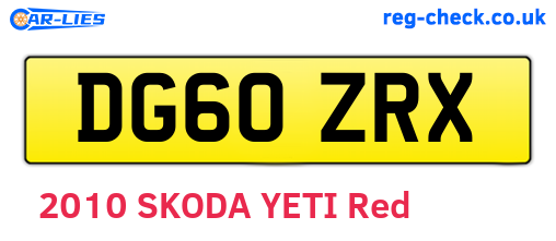 DG60ZRX are the vehicle registration plates.