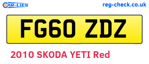 FG60ZDZ are the vehicle registration plates.