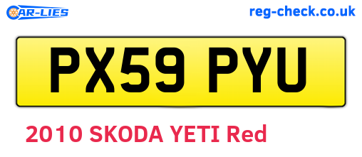 PX59PYU are the vehicle registration plates.