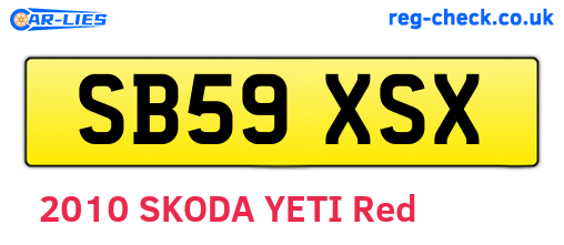 SB59XSX are the vehicle registration plates.