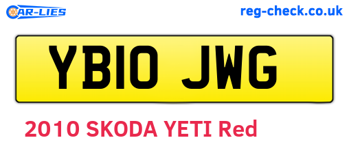 YB10JWG are the vehicle registration plates.