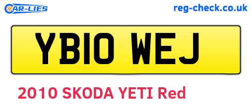 YB10WEJ are the vehicle registration plates.