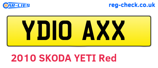 YD10AXX are the vehicle registration plates.