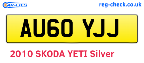 AU60YJJ are the vehicle registration plates.