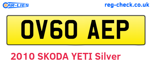 OV60AEP are the vehicle registration plates.