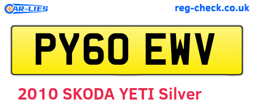 PY60EWV are the vehicle registration plates.