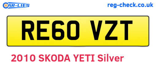RE60VZT are the vehicle registration plates.