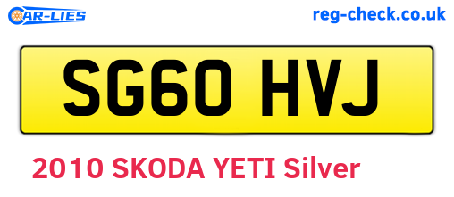 SG60HVJ are the vehicle registration plates.