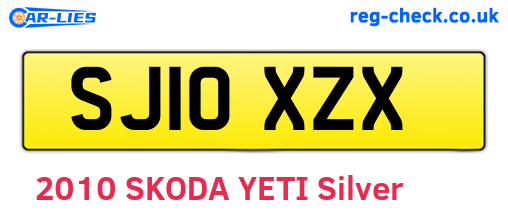 SJ10XZX are the vehicle registration plates.