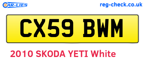 CX59BWM are the vehicle registration plates.