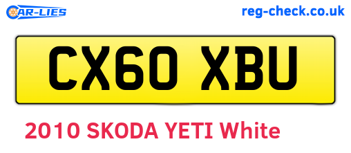 CX60XBU are the vehicle registration plates.