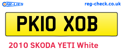 PK10XOB are the vehicle registration plates.
