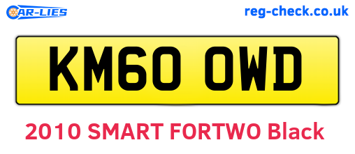KM60OWD are the vehicle registration plates.
