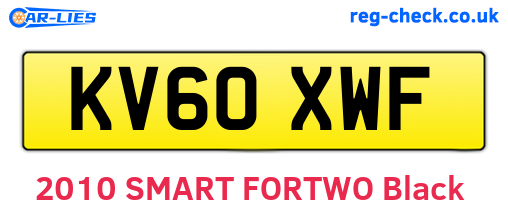 KV60XWF are the vehicle registration plates.