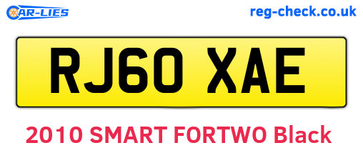RJ60XAE are the vehicle registration plates.