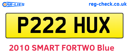 P222HUX are the vehicle registration plates.