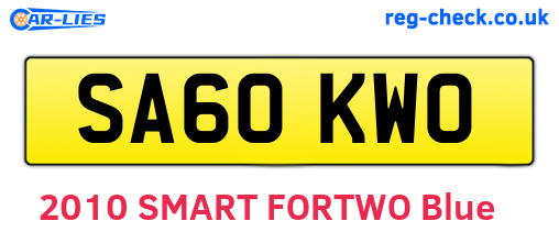 SA60KWO are the vehicle registration plates.