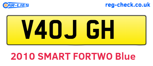 V40JGH are the vehicle registration plates.
